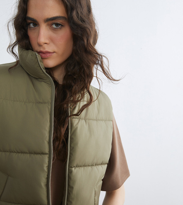 LC Waikiki  Puffer & Quilted Jackets - Khaki Puffer & Quilted Jackets