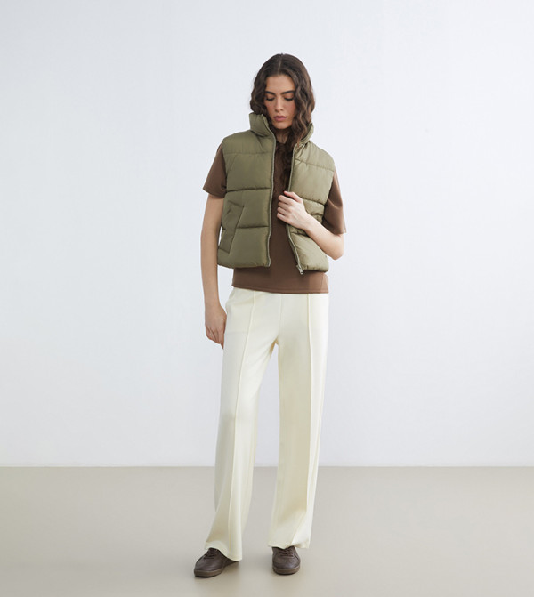 LC Waikiki  Puffer & Quilted Jackets - Khaki Puffer & Quilted Jackets