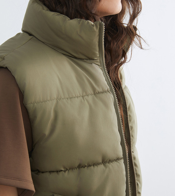 LC Waikiki  Puffer & Quilted Jackets - Khaki Puffer & Quilted Jackets