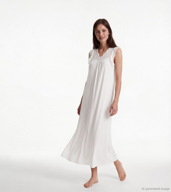 LC Waikiki  Night Dress & Gowns - Ecru Night Dress & Gowns