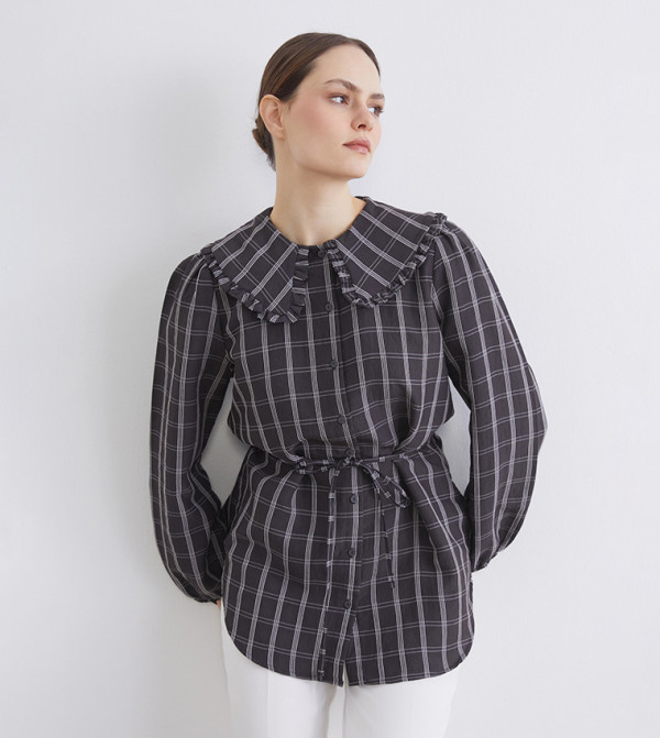 اٍل سي واي كيكي  checkered-plaid-w - رمادي تونيك