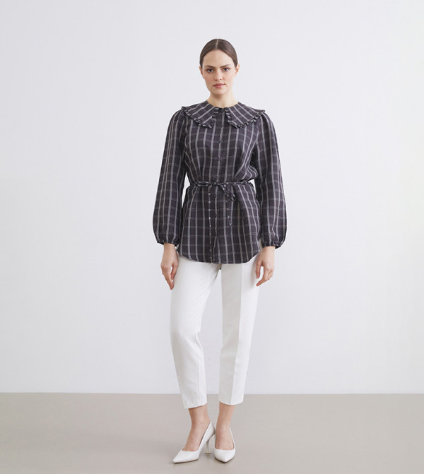 اٍل سي واي كيكي  checkered-plaid-w - رمادي تونيك