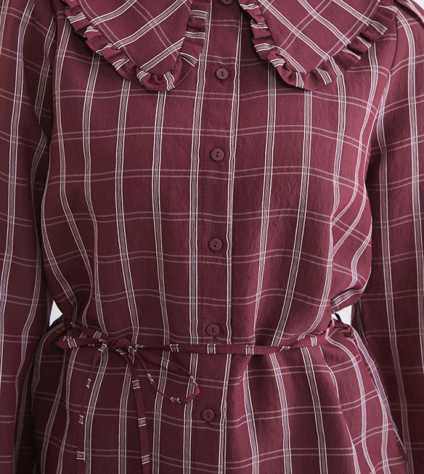 اٍل سي واي كيكي  checkered-plaid-w - أحمر  تونيك