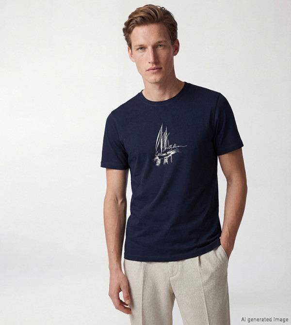 LC Waikiki Clothing - Navy Round Neck T-Shirts