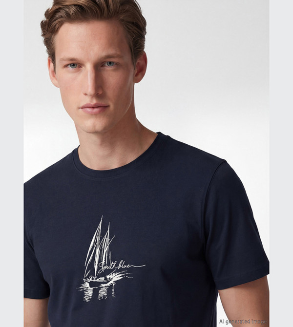 LC Waikiki Clothing - Navy Round Neck T-Shirts