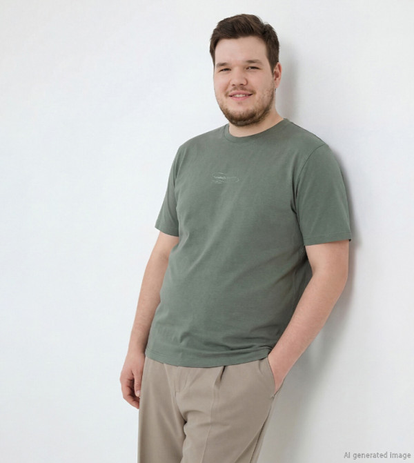اٍل سي واي كيكي deep-earth - كاكي Round Neck T-Shirts