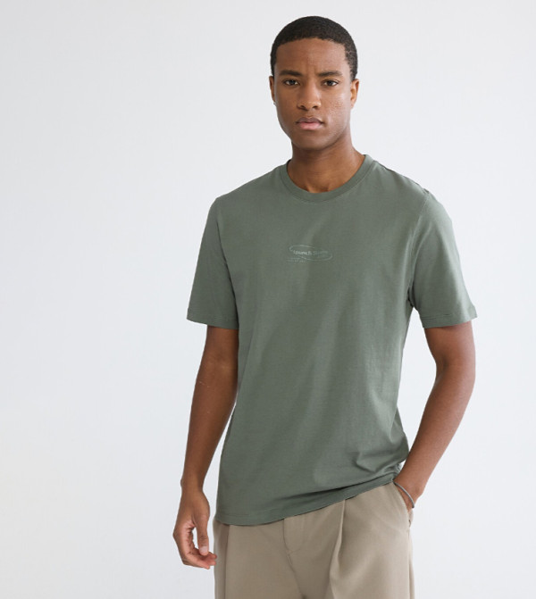 اٍل سي واي كيكي deep-earth - كاكي Round Neck T-Shirts