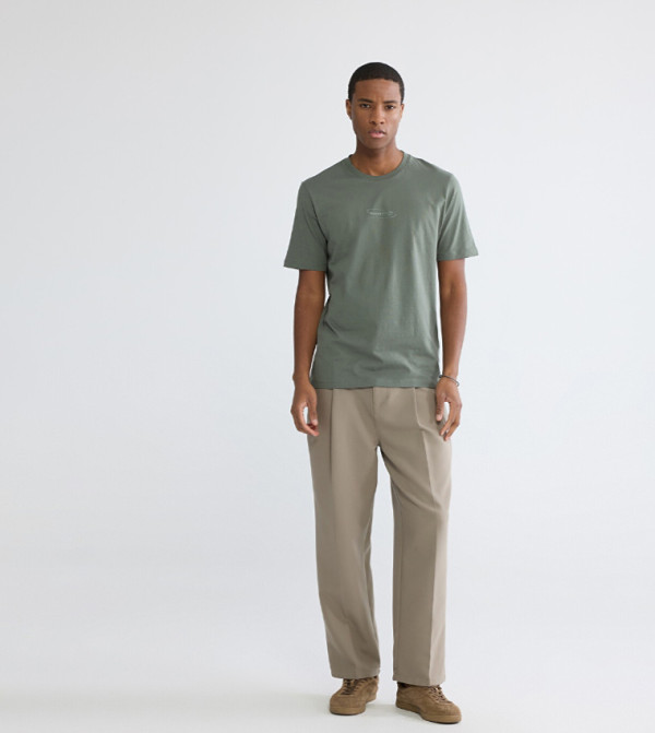اٍل سي واي كيكي deep-earth - كاكي Round Neck T-Shirts