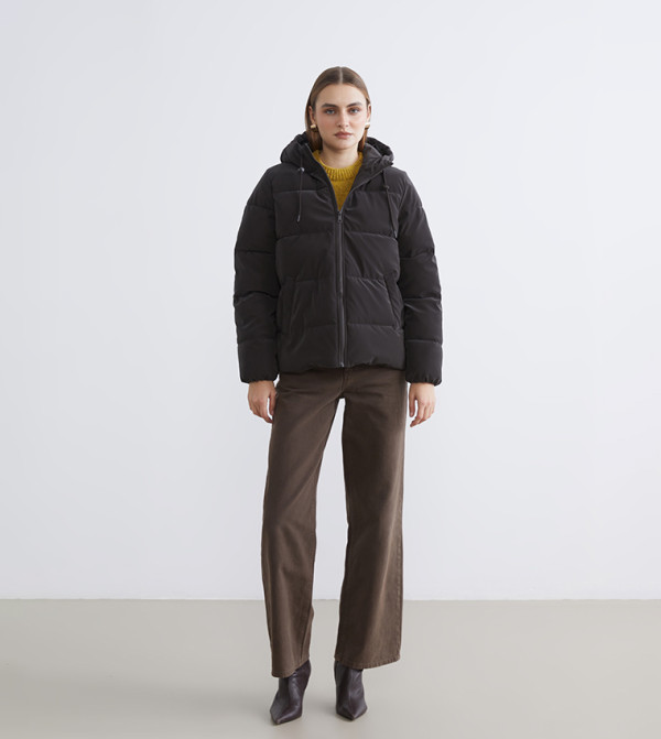 LC Waikiki  Jackets & Coats - Dark Brown Puffer & Quilted Jackets
