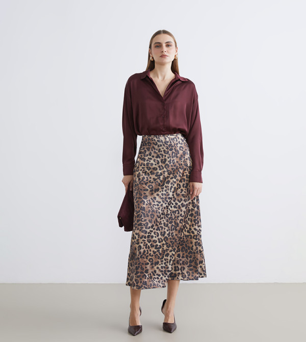 LC Waikiki  Skirts - Brown Midi Skirts