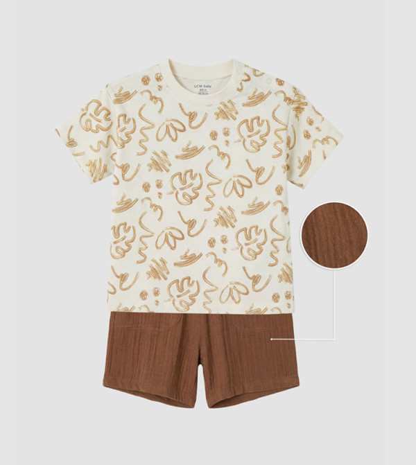 اٍل سي واي كيكي  textured-neutral-linen - متعدد تي شيرتات و بناطيل