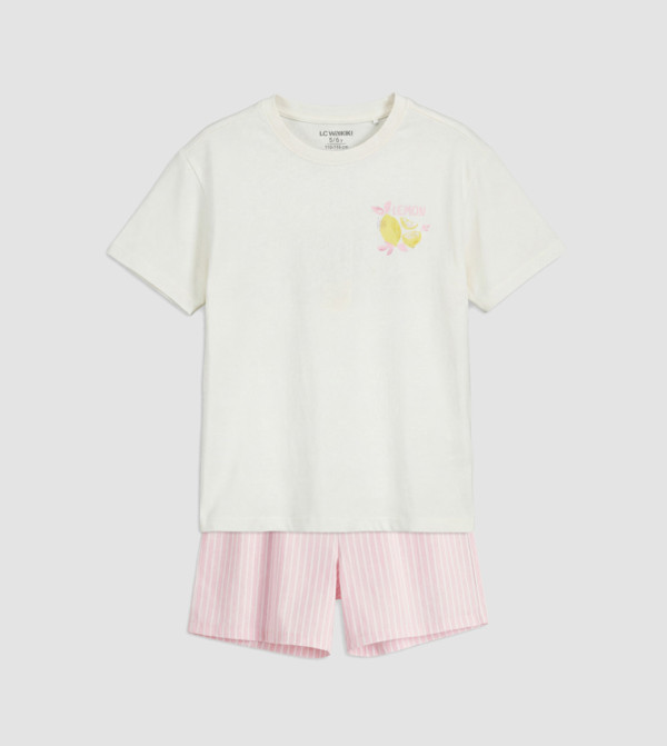 LC Waikiki Kids - Cream Top & Pyjama Sets