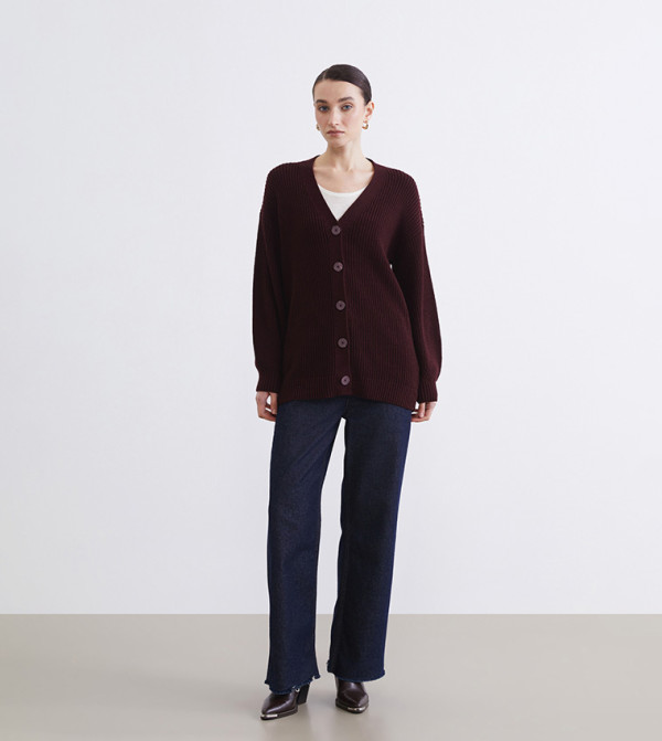 LC Waikiki  knit-notes - Maroon Cardigans