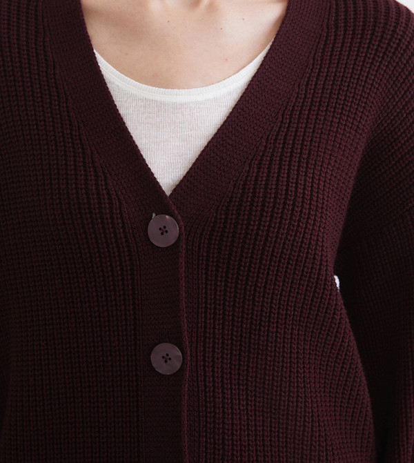 LC Waikiki  knit-notes - Maroon Cardigans