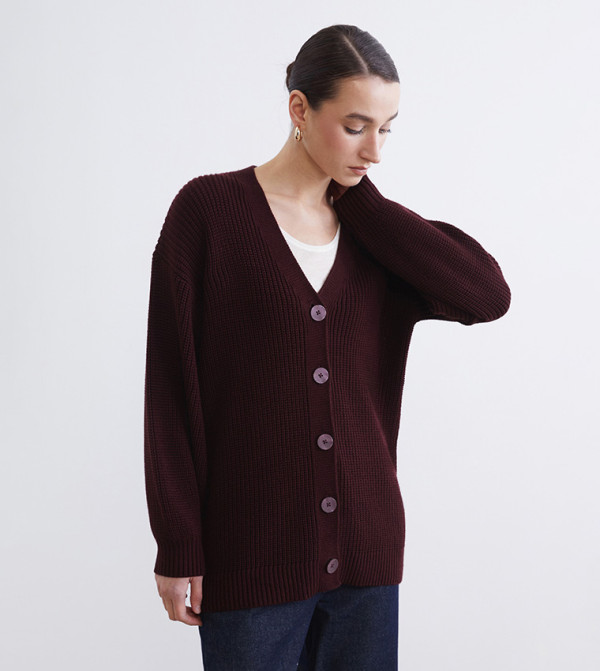 LC Waikiki  knit-notes - Maroon Cardigans