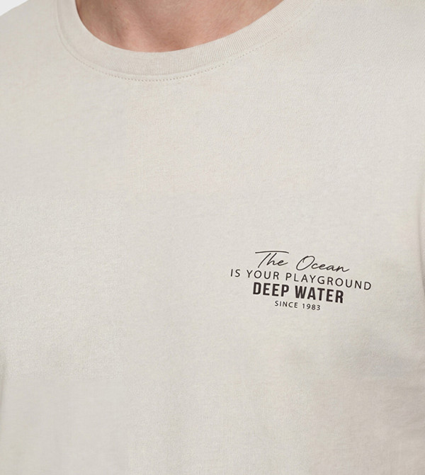 اٍل سي واي كيكي اٍل سي واي كيكي - بيج Round Neck T-Shirts