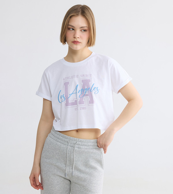اٍل سي واي كيكي  توبات قصيرة - أبيض Cropped Tops