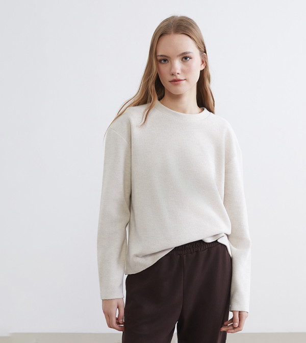 اٍل سي واي كيكي  تيشيرتات - أوف وايت  Long Sleeve T-Shirts