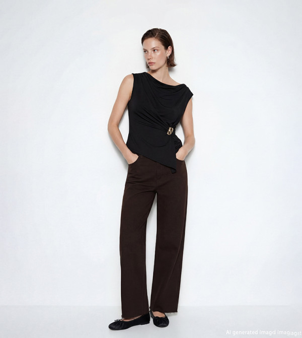 اٍل سي واي كيكي ساق واسعة - بني Wide Leg Jeans