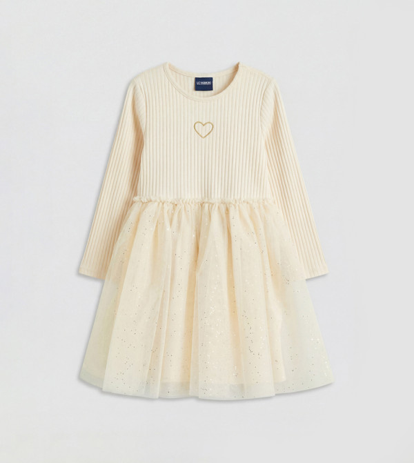 LC Waikiki  twirl-worthy-styles-k - Beige Casual Dress