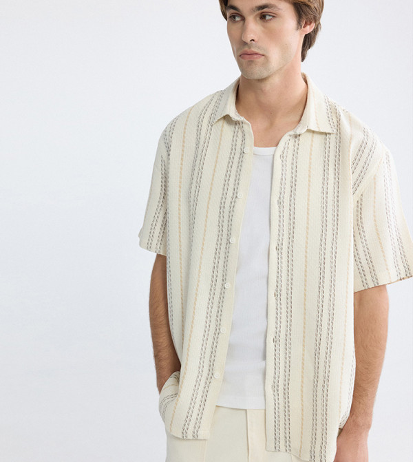 LC Waikiki  Casual Shirts - Beige Short Sleeves