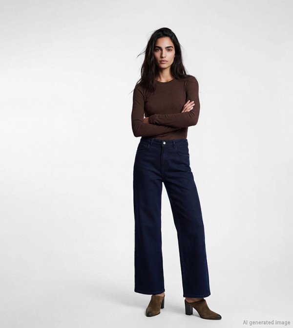 اٍل سي واي كيكي ساق واسعة - كحلي Wide Leg Jeans