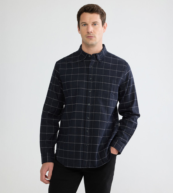 اٍل سي واي كيكي  checkered-plaid-m - أسود Long Sleeves