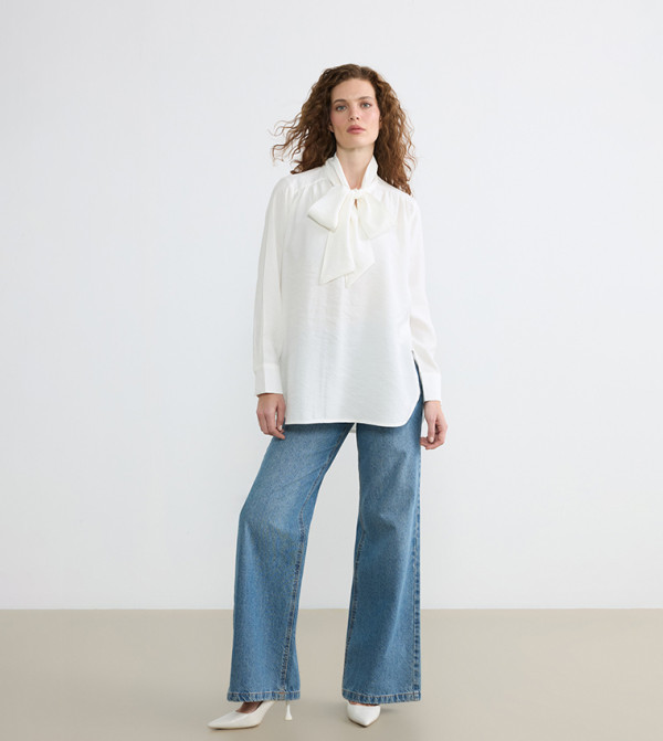 LC Waikiki the-high-neck-shift - White Shirts