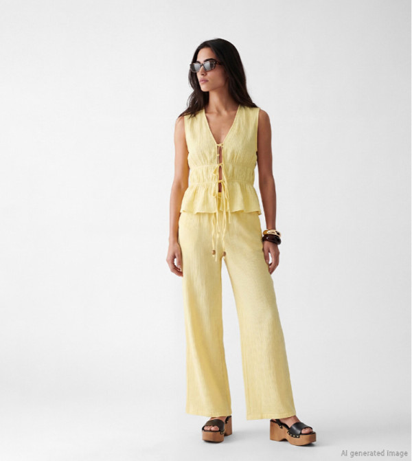 LC Waikiki  peplum-play - Yellow Sleeveless Tops