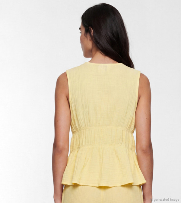 LC Waikiki  peplum-play - Yellow Sleeveless Tops