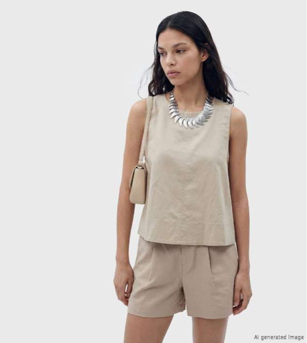 اٍل سي واي كيكي  توبات بلا أكمام  - بيج Sleeveless Tops