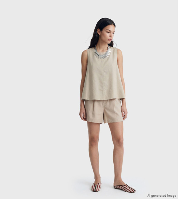 اٍل سي واي كيكي  توبات بلا أكمام  - بيج Sleeveless Tops