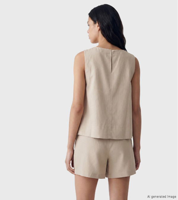 اٍل سي واي كيكي  توبات بلا أكمام  - بيج Sleeveless Tops