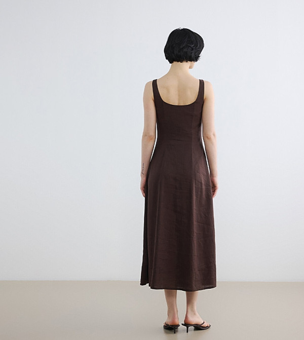 اٍل سي واي كيكي  فساتين كاجوال - بني  Midi Dresses
