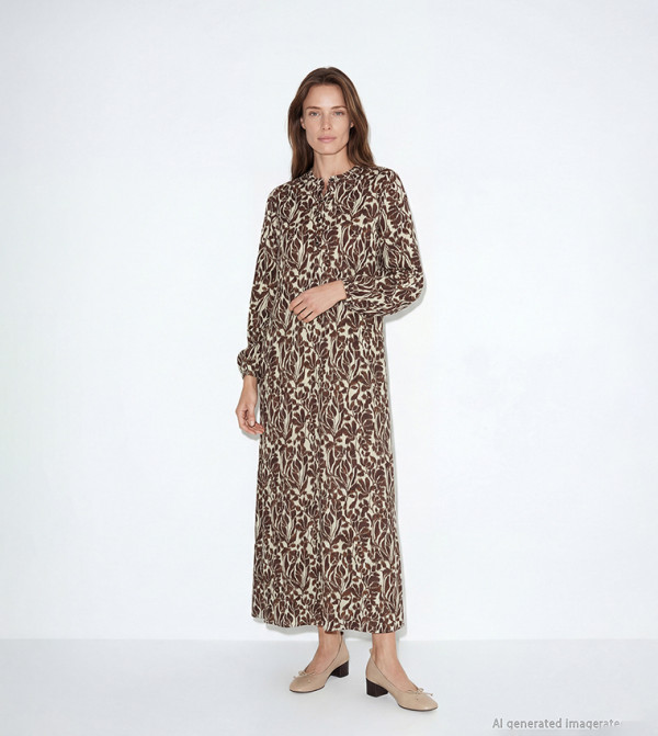 LC Waikiki  floral-dresses-march - Brown Maxi Dresses