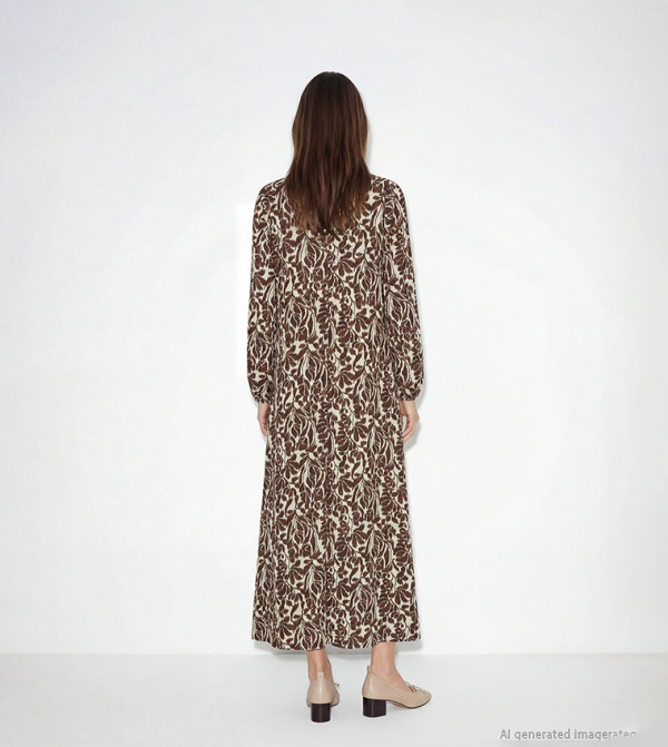 LC Waikiki  floral-dresses-march - Brown Maxi Dresses