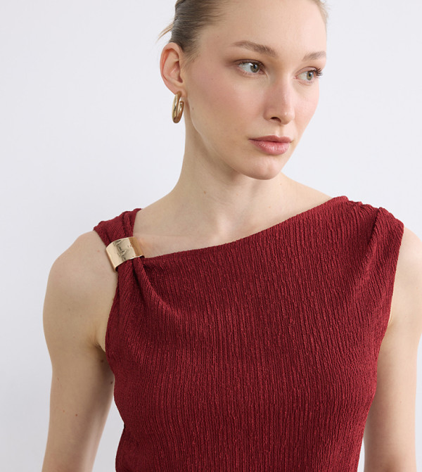 اٍل سي واي كيكي  توبات بلا أكمام  - بني محمر  Sleeveless Tops