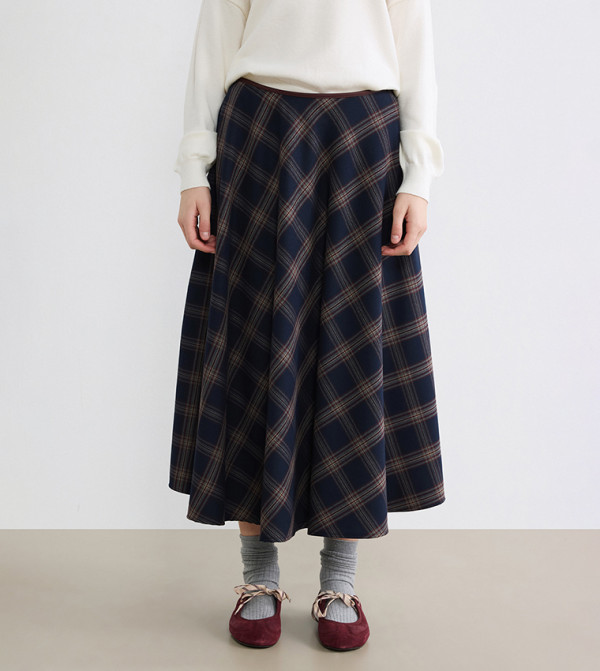 LC Waikiki  checkered-plaid-w - Navy Maxi Skirts