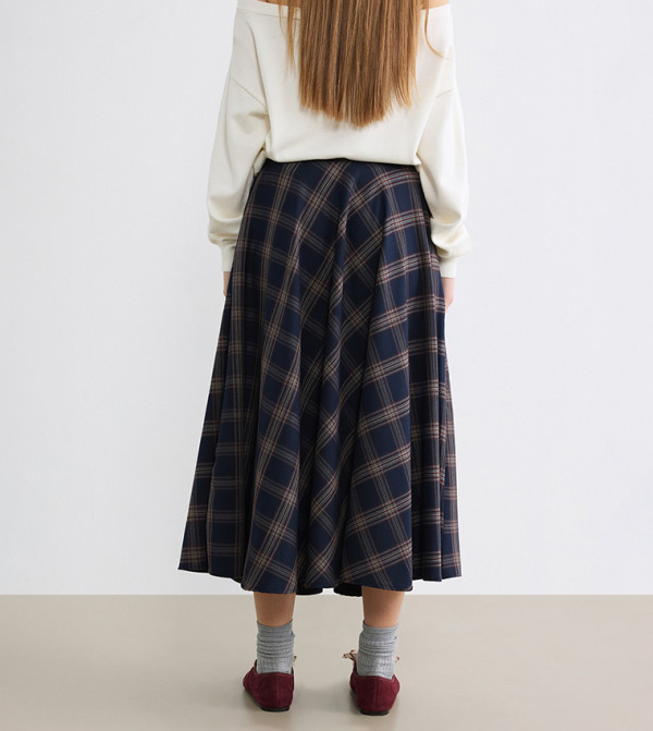 LC Waikiki  checkered-plaid-w - Navy Maxi Skirts