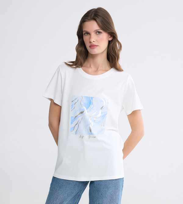 اٍل سي واي كيكي  تيشيرتات  كم قصير  - أبيض Short Sleeve T-Shirts