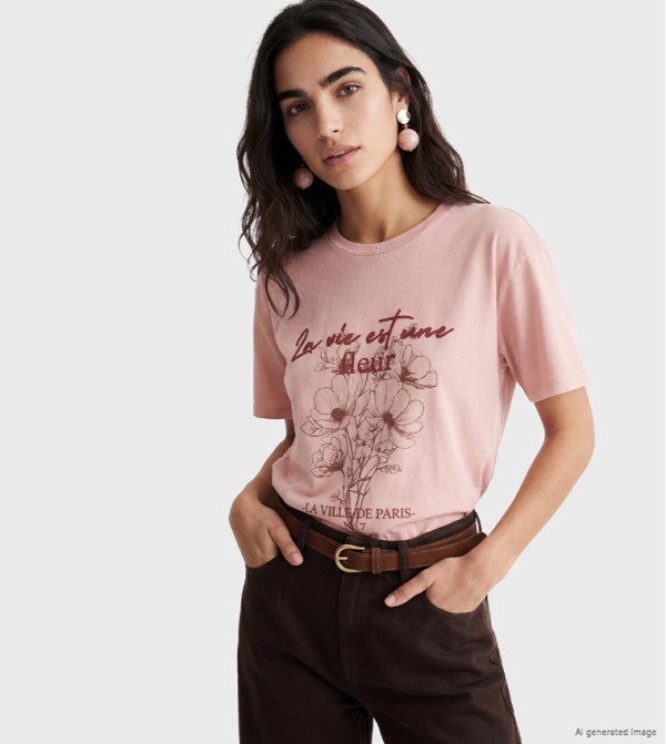 LC Waikiki  T-Shirts - Pink Short Sleeve T-Shirts