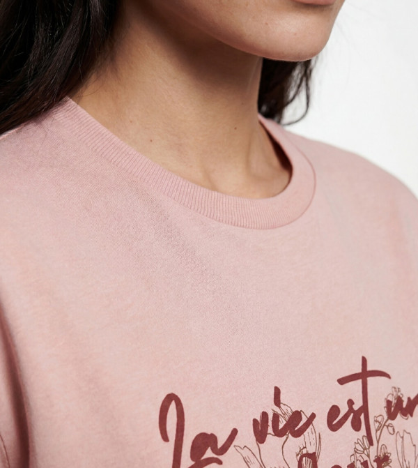 LC Waikiki  T-Shirts - Pink Short Sleeve T-Shirts
