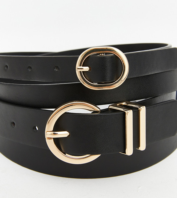 اٍل سي واي كيكي  أحزمة - أسود Non Leather Belts