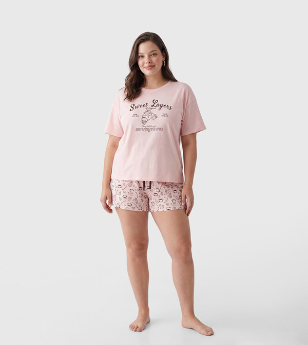 اٍل سي واي كيكي  أطقم بيجاما  - وردي Pyjama Set