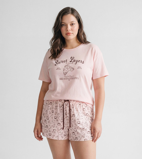 اٍل سي واي كيكي  أطقم بيجاما  - وردي Pyjama Set
