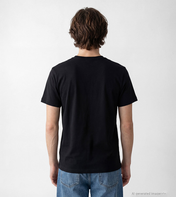 اٍل سي واي كيكي  تيشيرتات بياقة دائرية  - أسود Round Neck T-Shirts