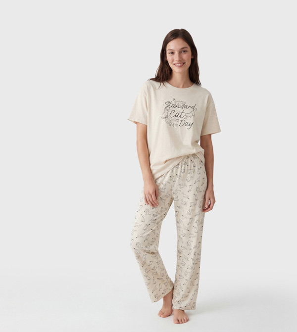LC Waikiki  Sleepwears & Loungewears - Beige Pyjama Set