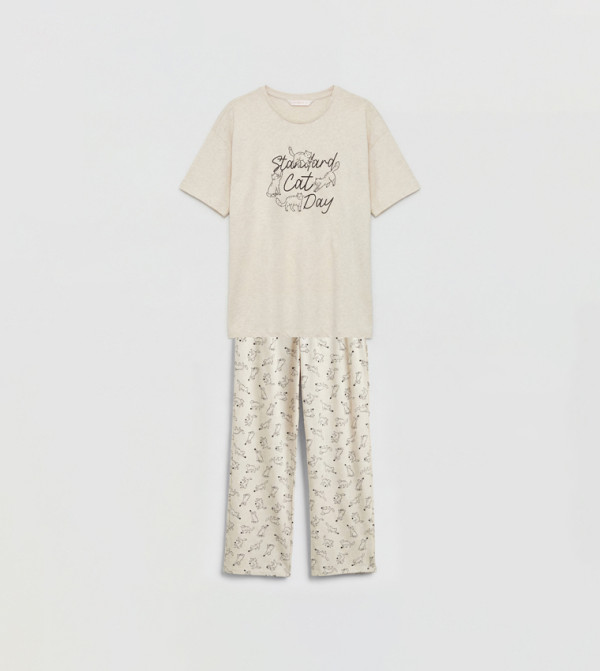 LC Waikiki  Sleepwears & Loungewears - Beige Pyjama Set