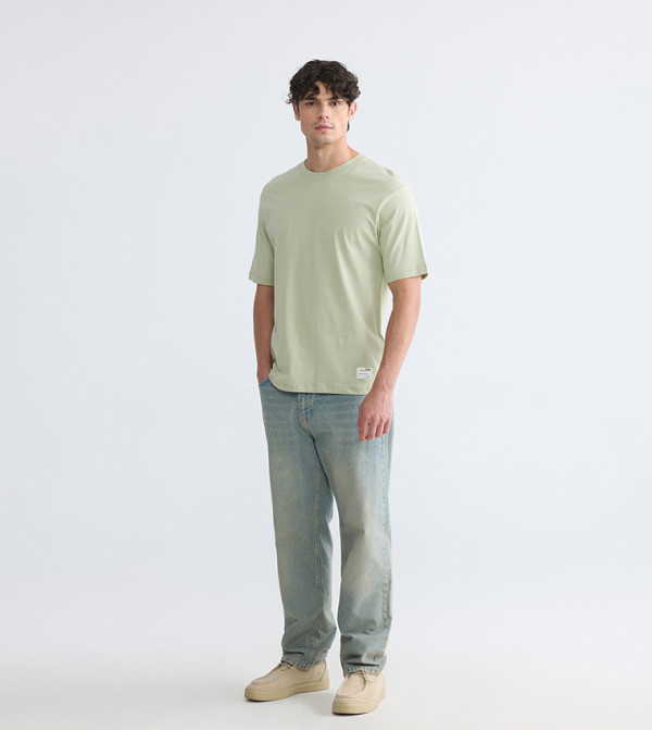 LC Waikiki  T-Shirts - Green Round Neck T-Shirts