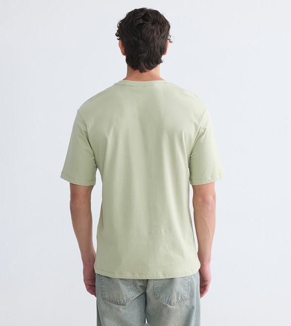 LC Waikiki  T-Shirts - Green Round Neck T-Shirts
